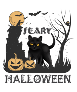 Halloween Scary Black Cat Pumpkin T shirt 2