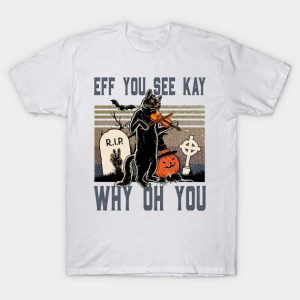 Halloween cat eff you see kay why oh you t-shirt