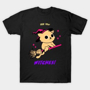 Halloween cute cat see you witches t-shirt