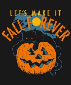 Halloween lets make it fall forever Black Cat Pumpkin Halloween T shirt 2