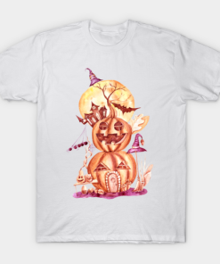 Halloween pumpkin house T shirt 1