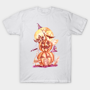 Halloween pumpkin house T shirt 1