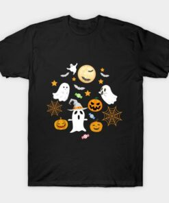 Halloween white ghost pumpkin t shirt 1