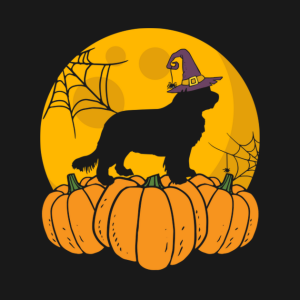 Halloweens Day Newfoundland Dog pumpkin T shirt 2