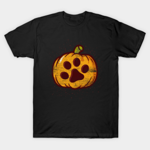 Halloweens Day cute dog paw pumpkin T shirt 1