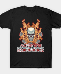 Halloweens Day skulls flowers monsters T shirt 1