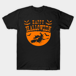 Happy Halloween Bat flying witch T shirt 1