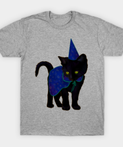Happy Halloween Black Kitten dressed T shirt 1