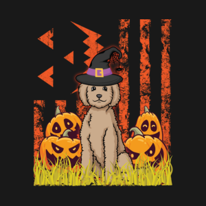 Happy Halloween US Flag Labradordoodle Dog witch pumpkins T shirt 2