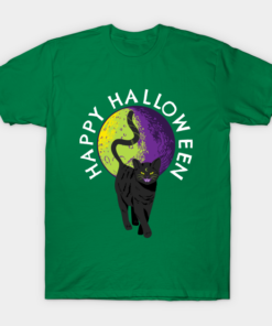 Happy Halloween Witches Black Cat Full Moon T shirt 1