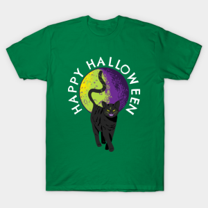 Happy Halloween Witches Black Cat Full Moon T shirt 1