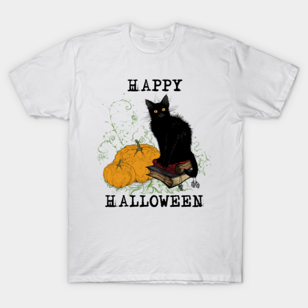 Happy Halloween black Cat and Pumpkins T-shirt