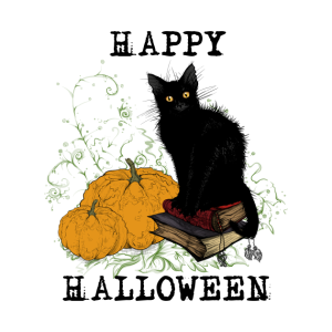 Happy Halloween black Cat and Pumpkins T shirt 2