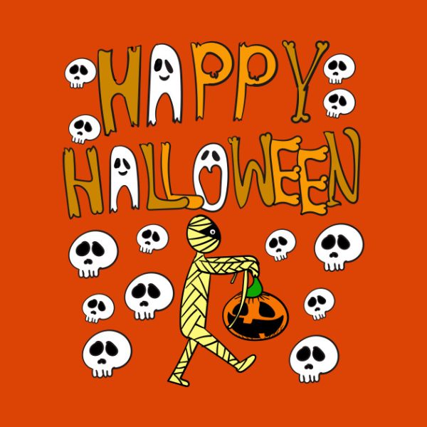 Happy Halloween mummy skull T-shirt