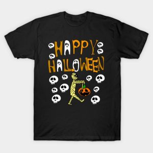 Happy Halloween mummy skulls T shirt 1