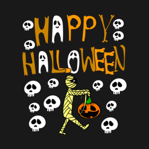 Happy Halloween mummy skulls T shirt 2