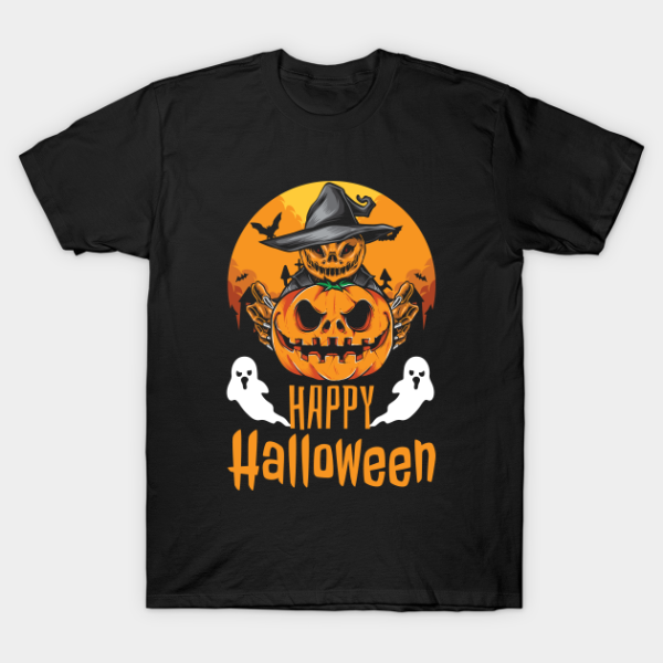 Happy Halloween pumpkin skull T-shirt