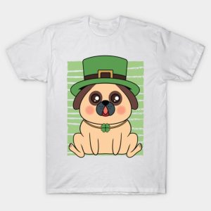 Happy St. Patrick’s Day pug dog lucky Shamrock funny 2023 T-shirt