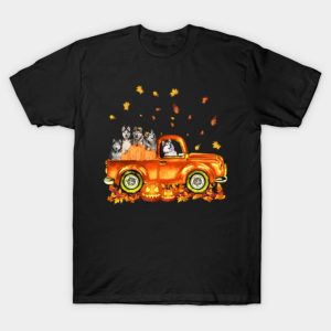 Husky Pumpkin Car Autumne Halloween T-Shirt