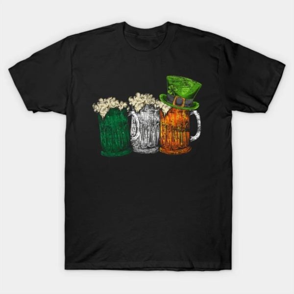 Ireland Flag Drinking Beer Irish Retro St Patrciks Day shirt