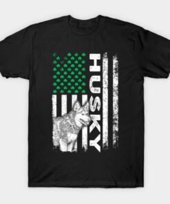 Irish Sibe Husky Dog American Ireland flag St Patricks Day T shirt 1