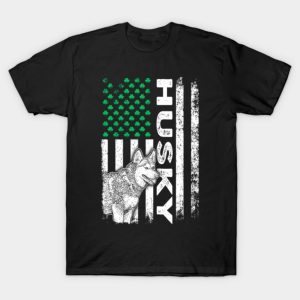 Irish Sibe Husky Dog American Ireland flag St. Patrick’s Day T-shirt