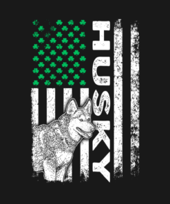 Irish Sibe Husky Dog American Ireland flag St Patricks Day T shirt 2