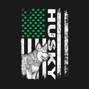 Irish Sibe Husky Dog American Ireland flag St. Patrick’s Day T-shirt