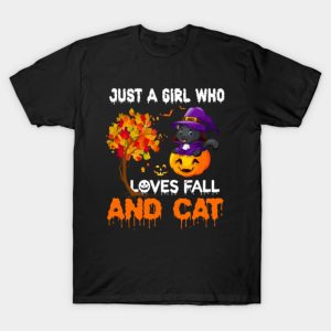 Just A Girl Who Loves Fall And Cat T Shirt 1