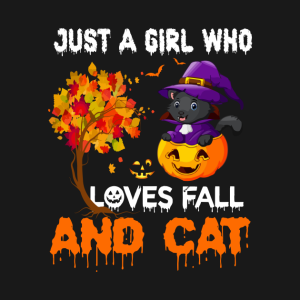 Just A Girl Who Loves Fall And Cat T Shirt 2