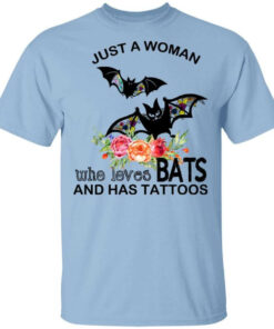 Just A Woman Who Loves Bats And Has Tattoos T Shirts Hoodies Long Sleeve 1