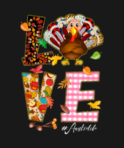 Love Auntie Life Turkey Leopard Thanksgiving auntielife T Shirt 2