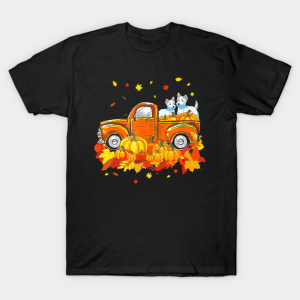 Maltese Pumpkin Truck Halloween Thanksgiving T-Shirt