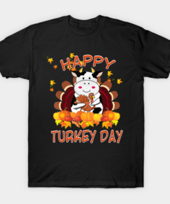 Mens Funny Cow Happy Turkey Day Thanksgiving T Shirt 1
