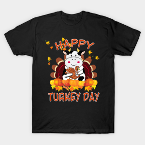 Mens Funny Cow Happy Turkey Day Thanksgiving T Shirt 1