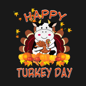 Men’s Funny Cow Happy Turkey Day Thanksgiving T-Shirt