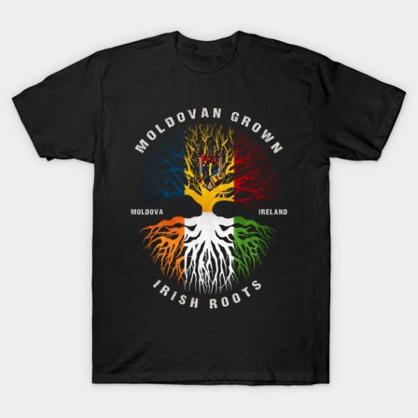 Moldovan Grown Irish Roots Ireland Flag T-Shirt