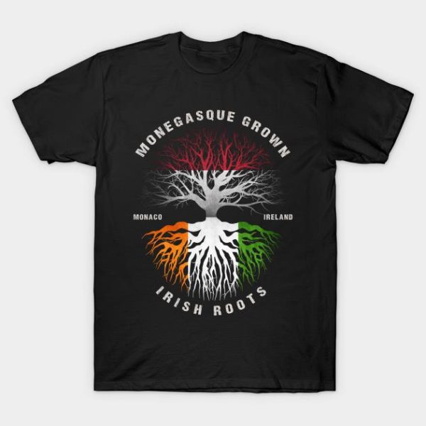 Monegasque Grown Irish Roots Monaco Ireland Flag T-Shirt