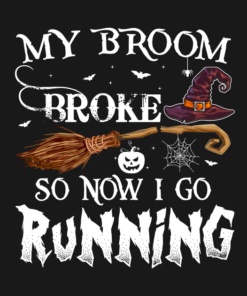 My broom broke so now I go running Witch T shirt 2