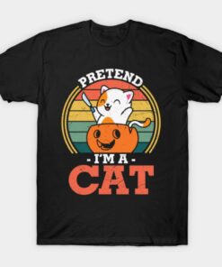 Pretend Im a Cat Pumpkin vintage Halloween T shirt 1