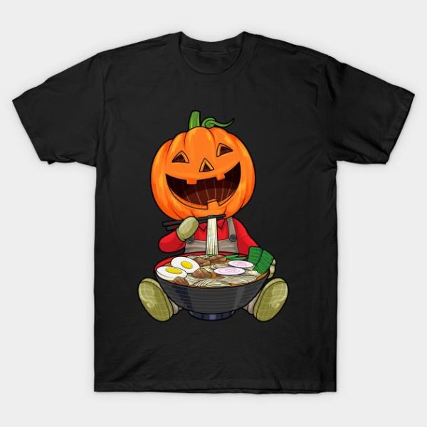 Pumpkin Halloween ramen noodles Jack O Lantern t-shirt