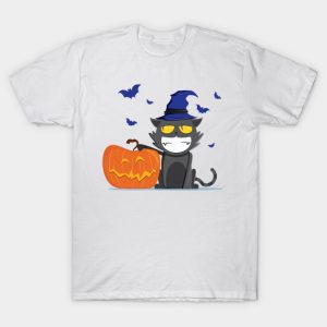 Pumpkin and cat funny Halloween T shirt 1