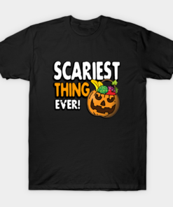 Scariest thing ever veggie Halloween pumpkin treat basket T shirt 1
