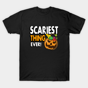 Scariest thing ever veggie Halloween pumpkin treat basket T shirt 1