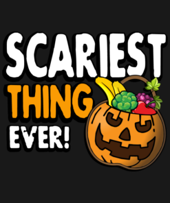 Scariest thing ever veggie Halloween pumpkin treat basket T shirt 2