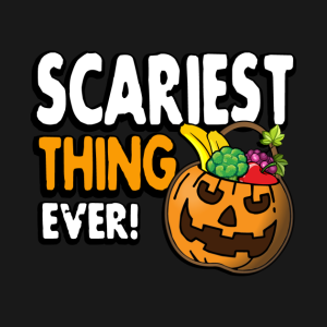 Scariest thing ever veggie Halloween pumpkin treat basket T shirt 2