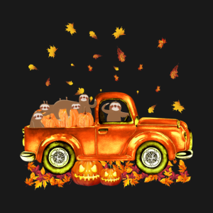 Sloth Pumpkin Car Autumne Halloween T Shirt 2