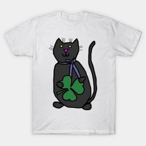 St. Patrick’s Day Black Cat with Shamrock T-shirt