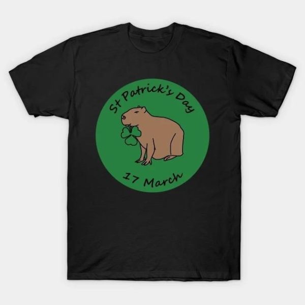 St. Patrick’s Day Capybara and Shamrock T-shirt