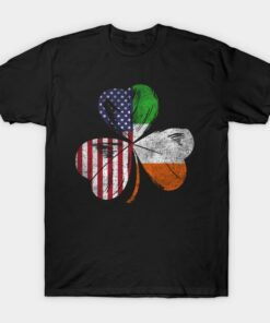 St Patricks Day Clover Ireland American flag t shirt 1